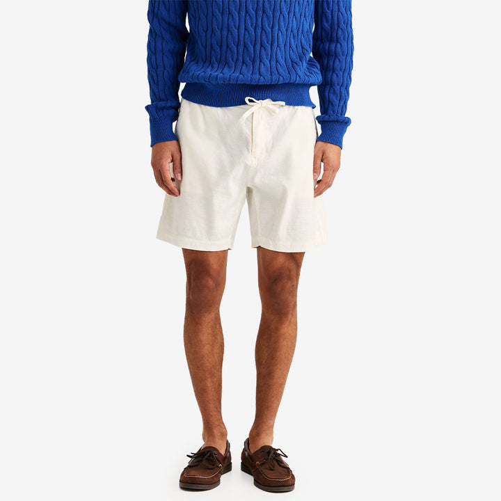 Morris Fenix Linen Shorts off white herr i bomull och linne med stretch