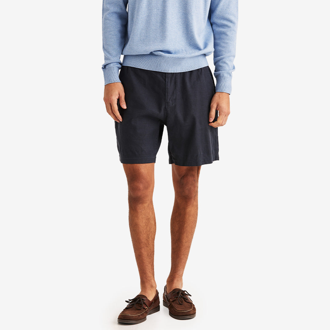 Morris Fenix Linen Shorts blå herr i bomull och linne med stretch