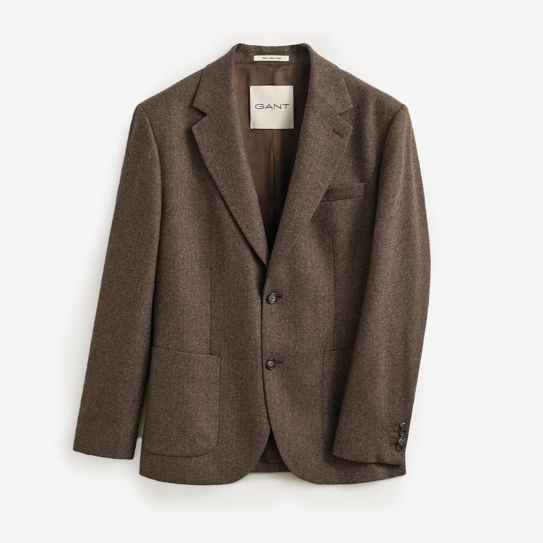 GANT Wool Herringbone Suit Jacket herr Black Brown 7706385-217