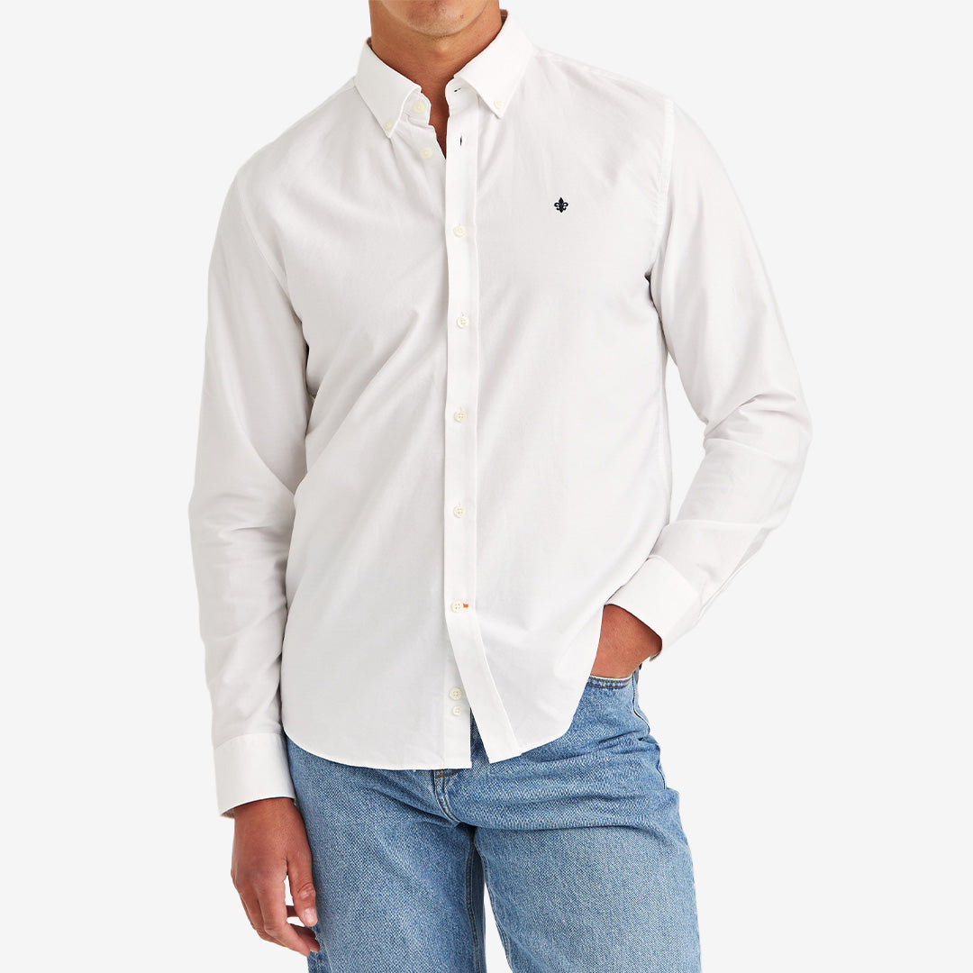 Morris Oxford Button Down Shirt Slim Fit vit herrskjorta i bomull