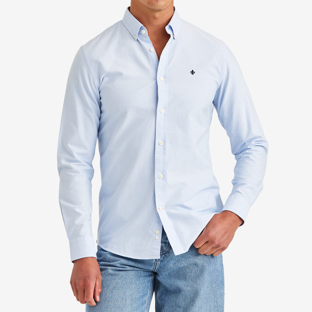 Morris Oxford Button Down Shirt Slim Fit ljusblå herrskjorta i bomull