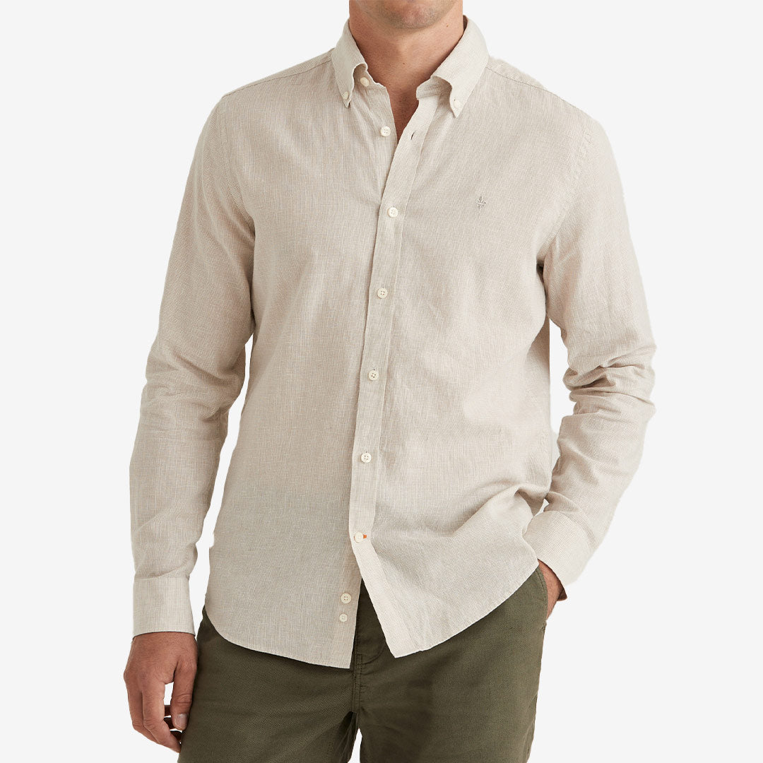 Linen Check Shirt-Slim Fit
