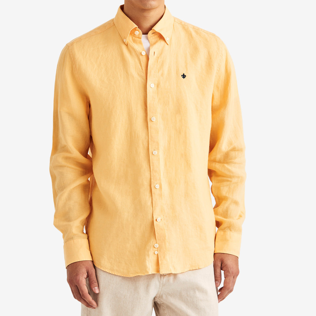 Morris Douglas Linen Shirt Classic Fit orange herrskjorta i linne