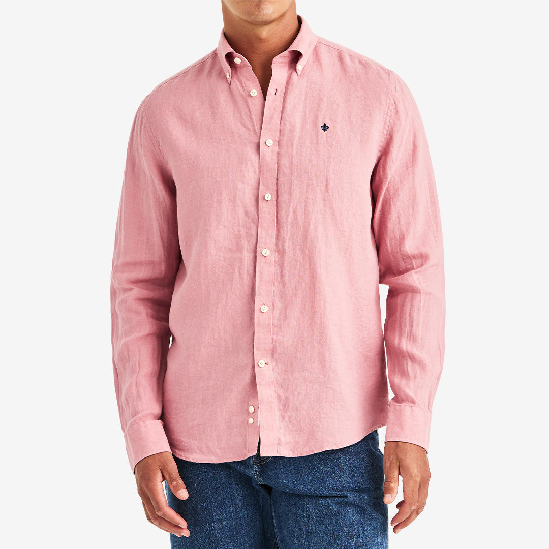 Morris Douglas Linen Shirt Classic Fit rosa herrskjorta i linne