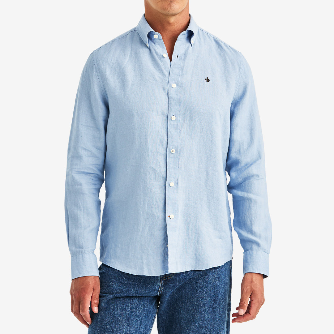 Morris Douglas Linen Shirt Classic Fit ljusblå herrskjorta i linne