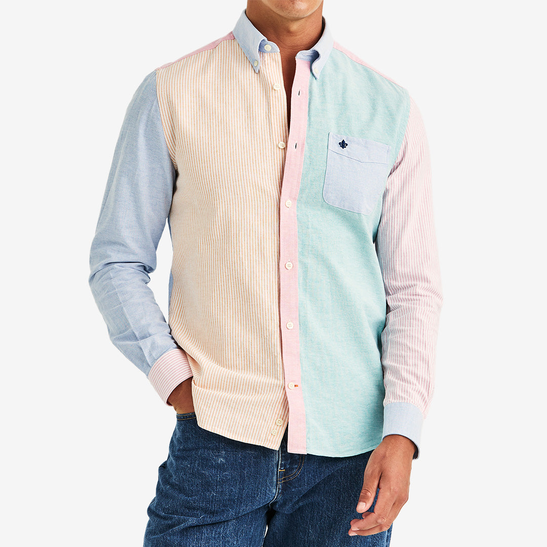 Morris Oxford Mix Shirt Classic Fit blå herrskjorta i bomull