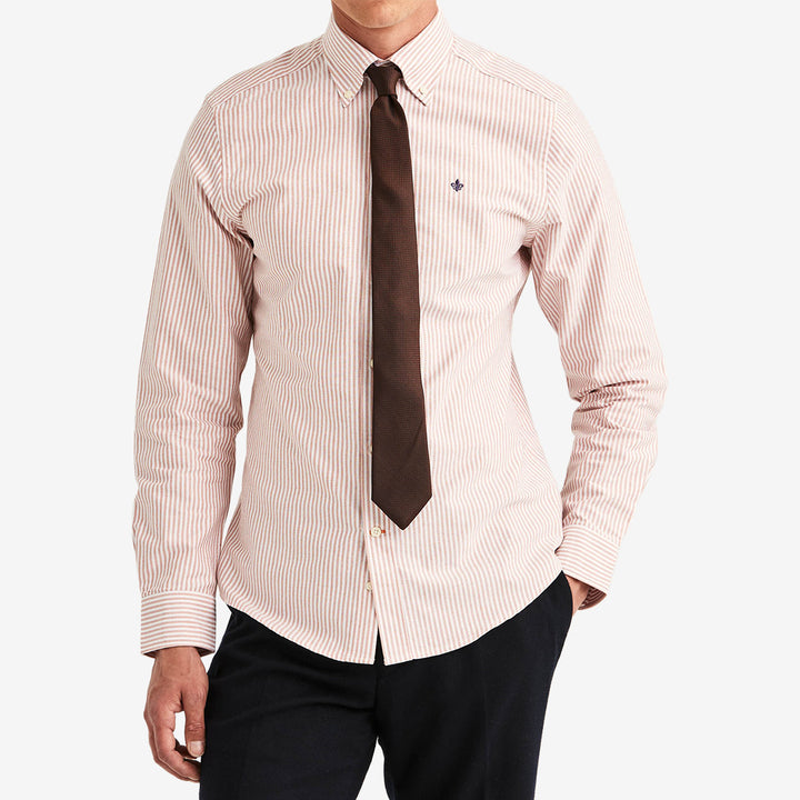 Orange Morris Douglas Oxford Stripe Shirt slim fit skjorta i 100% bomull med randigt mönster för herr.