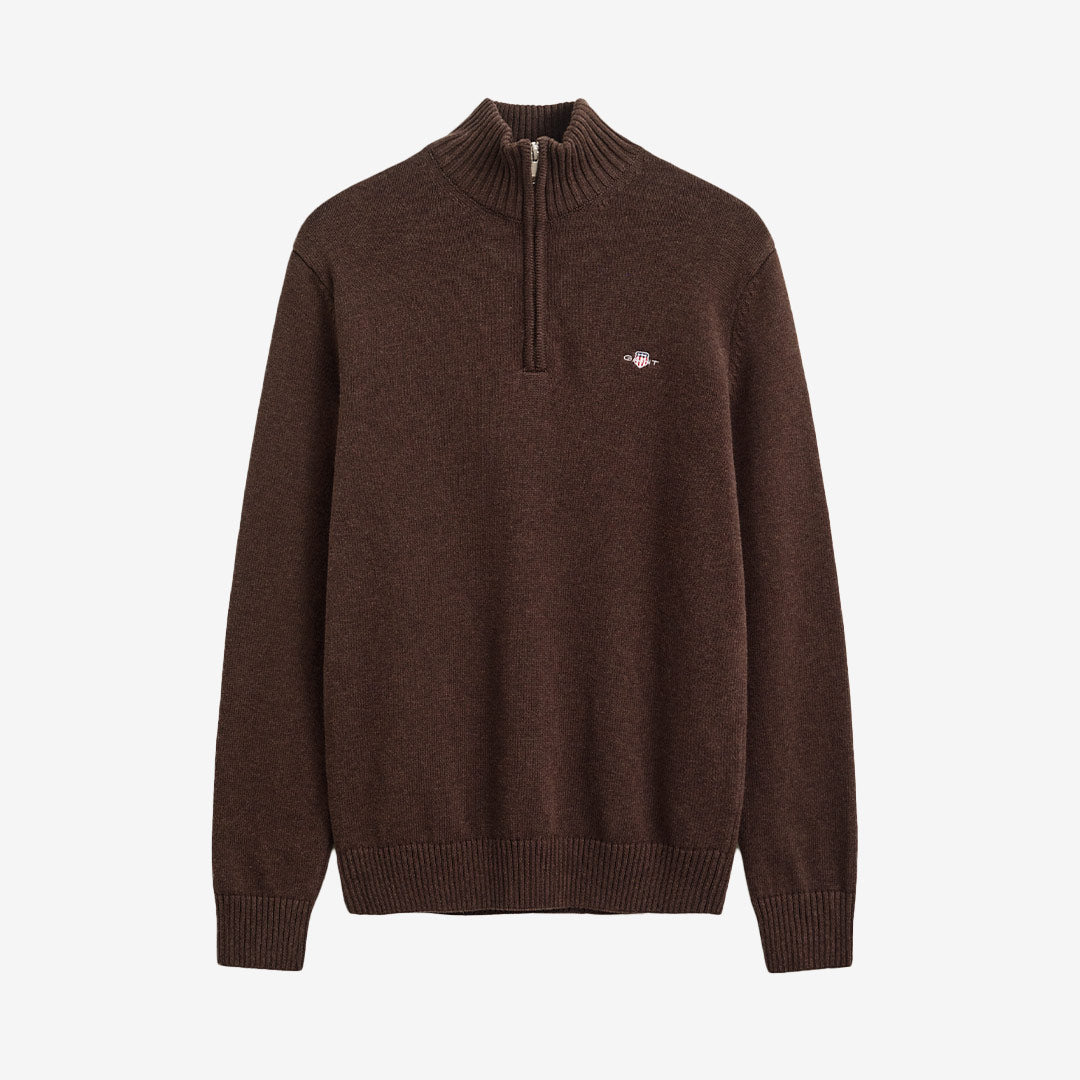 GANT Casual Cotton Half-Zip Sweater herr Black Brown Melange 8030170-284