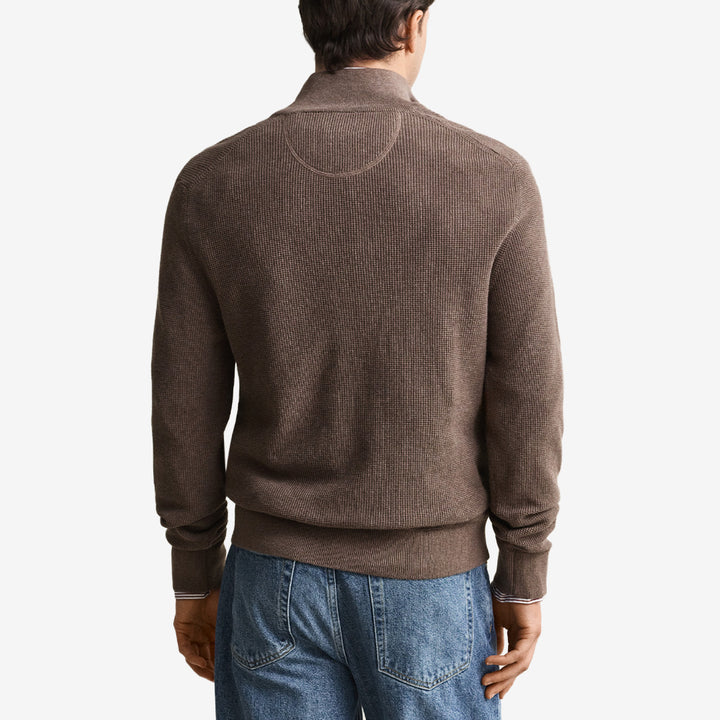MICRO TEXTURED COTTON HALF ZIP