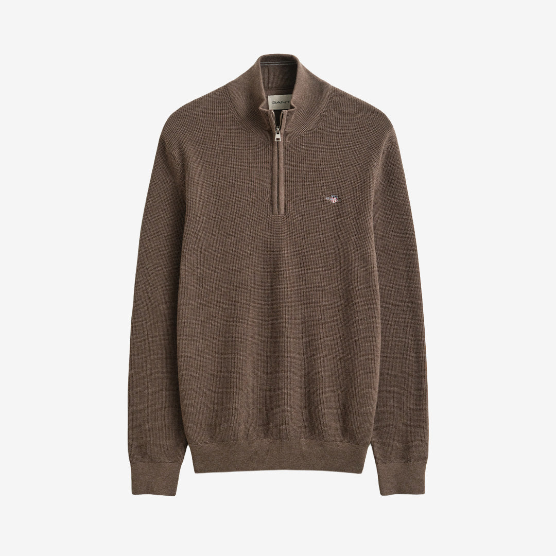 MICRO TEXTURED COTTON HALF ZIP