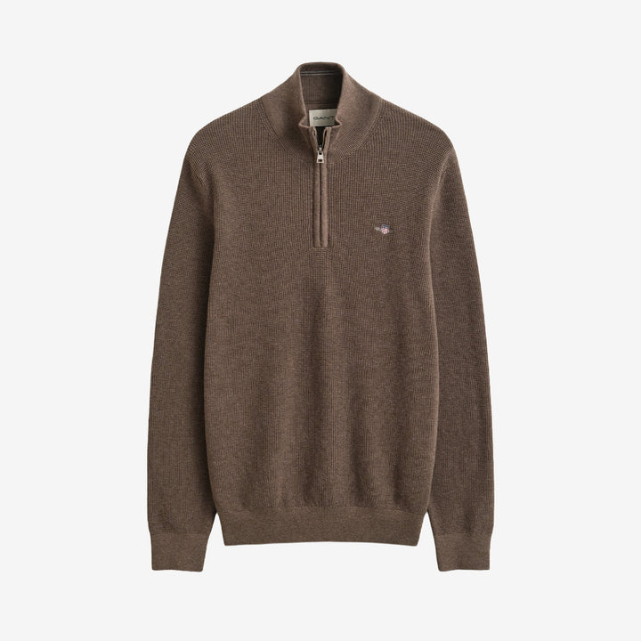 MICRO TEXTURED COTTON HALF ZIP