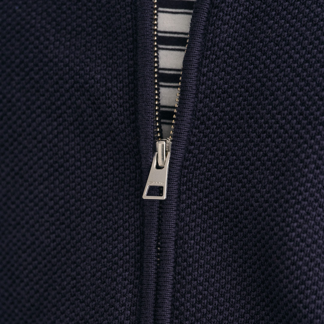 COTTON PIQUE ZIP CARDIGAN