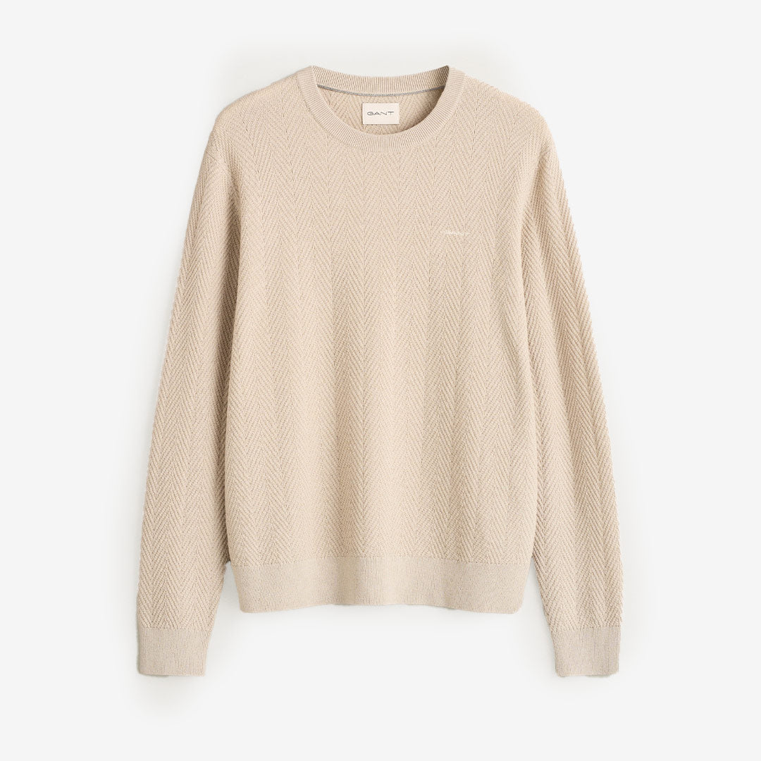 HERRINGBONE TEXTURED C-NECK