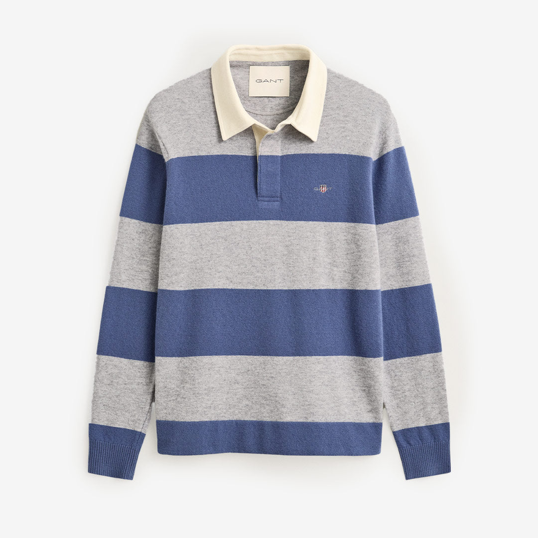 GANT Barstriped Lambswool Rugger herr Grey Melange 8050320-093