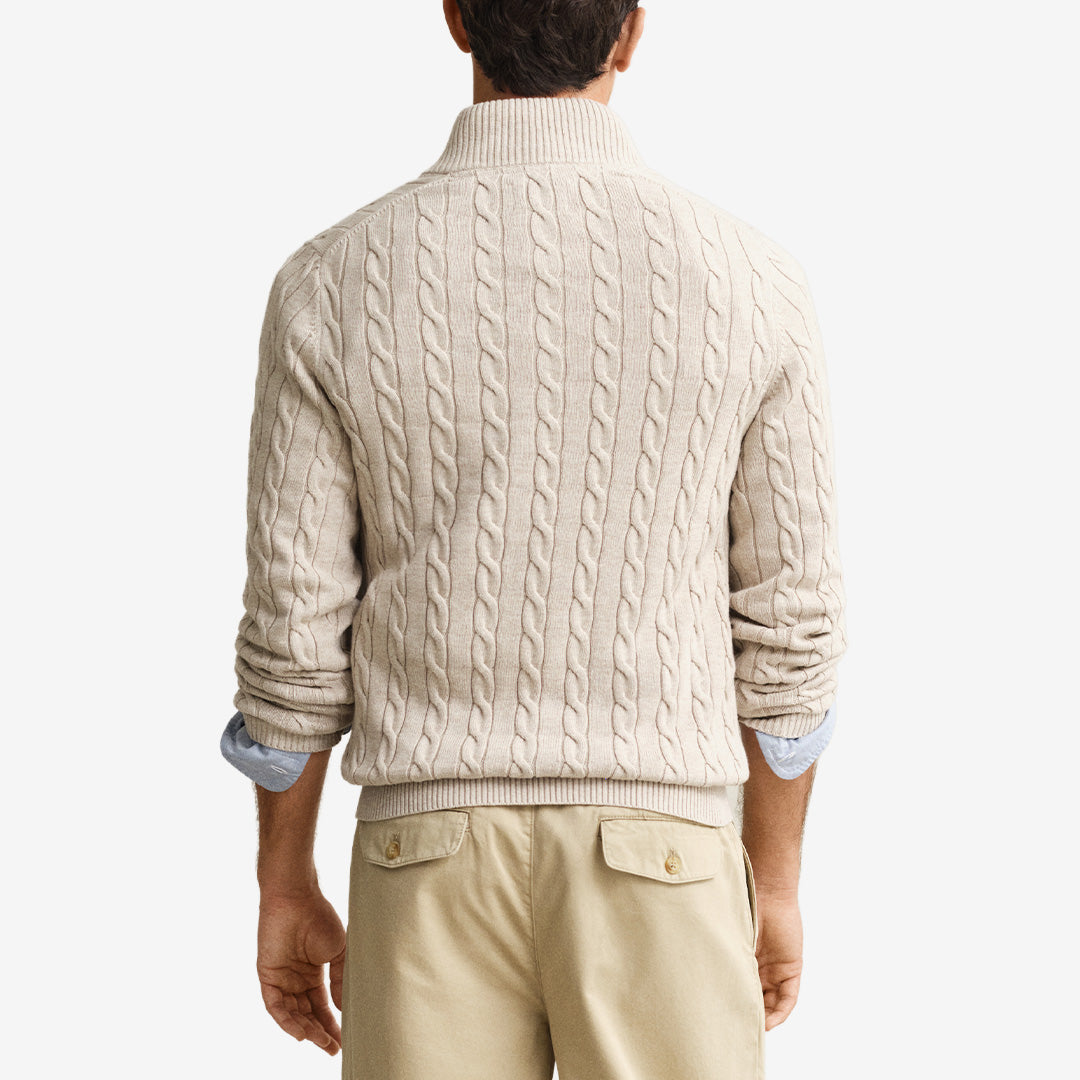 COTTON CABLE HALF ZIP