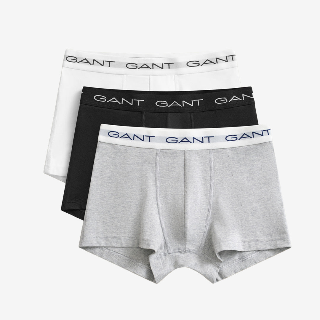 3-pack kalsonger från Gant i light grey melange med elastisk logotypmidja och slim fit i mjuk bomullsjersey.