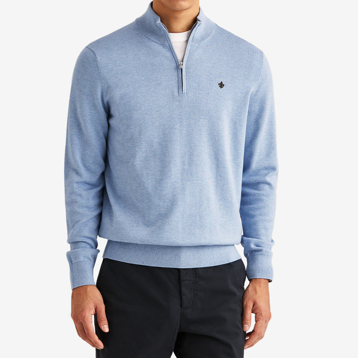 Morris Riley Half Zip långärmad tröja Blue i 100% bomull