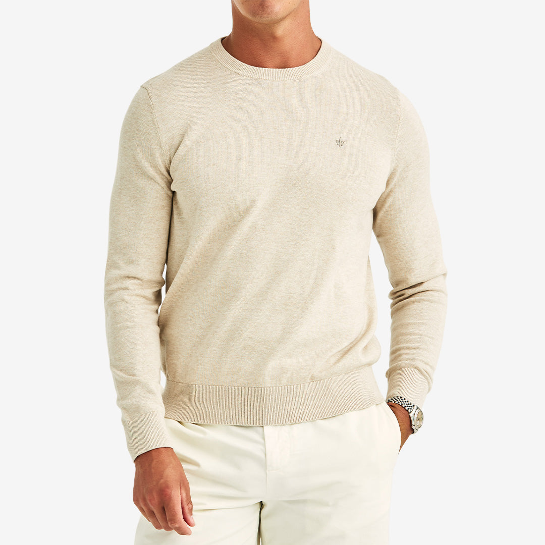 Morris Riley Oneck långärmad tröja Khaki i 100% bomull