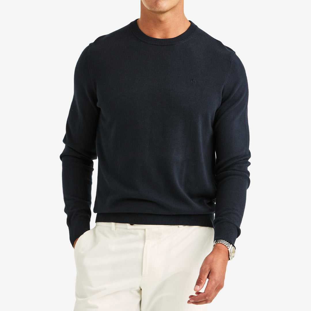 Morris Riley Oneck långärmad tröja Old Blue i 100% bomull