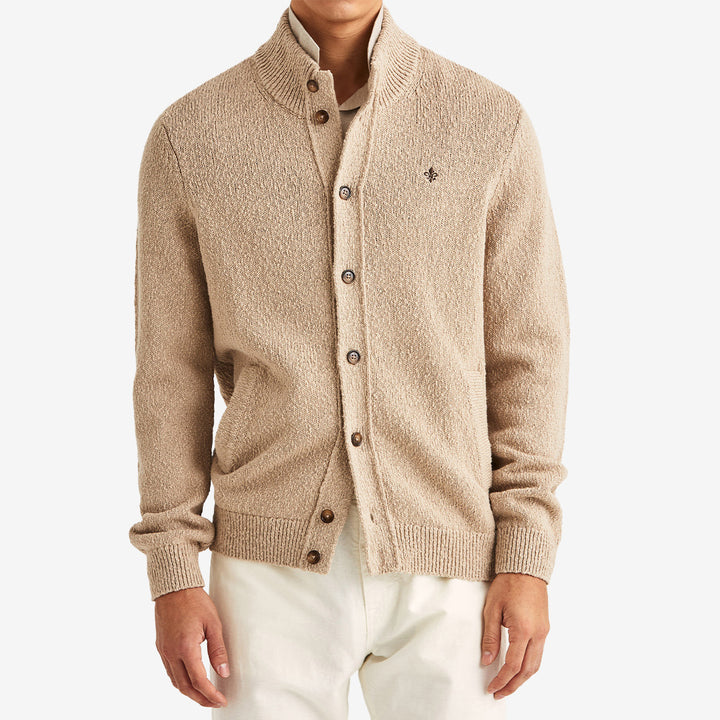 Morris Windham Button Cardigan långärmad kofta Khaki i 100% bomull