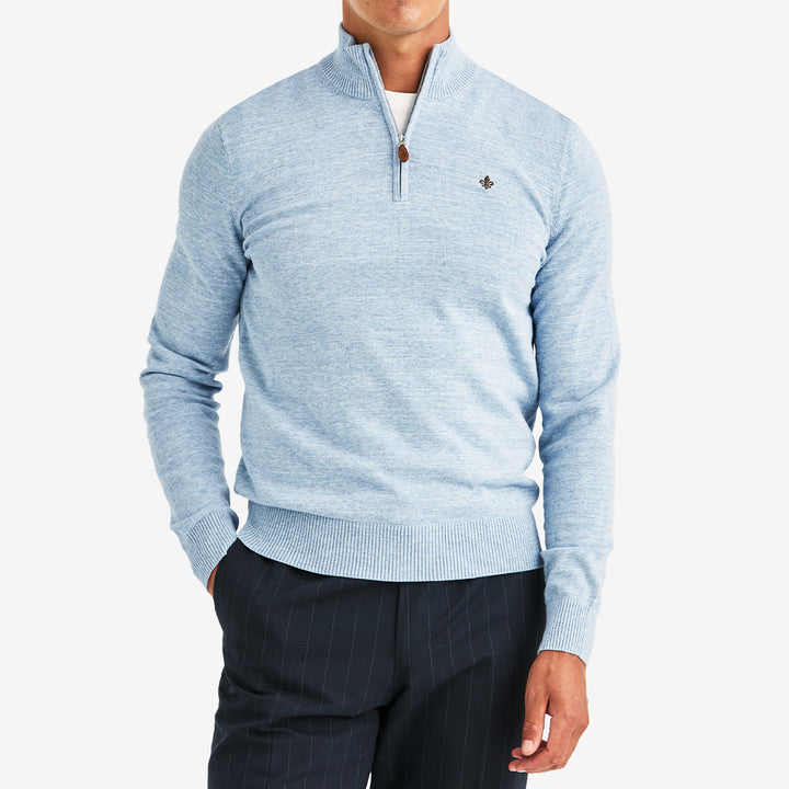 Morris Randall Half Zip tröja Light Blue i 100% bomull