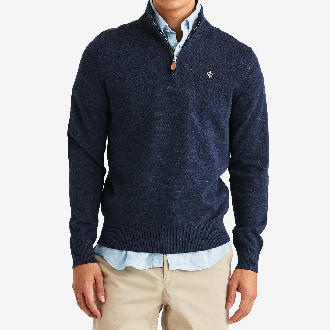 Morris Randall Half Zip tröja Navy i 100% bomull
