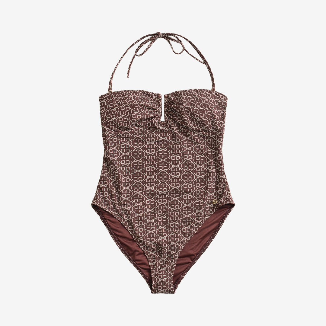 Gant Printed Padded Swimsuit i fresh soil med tryckt mönster och vadderad design
