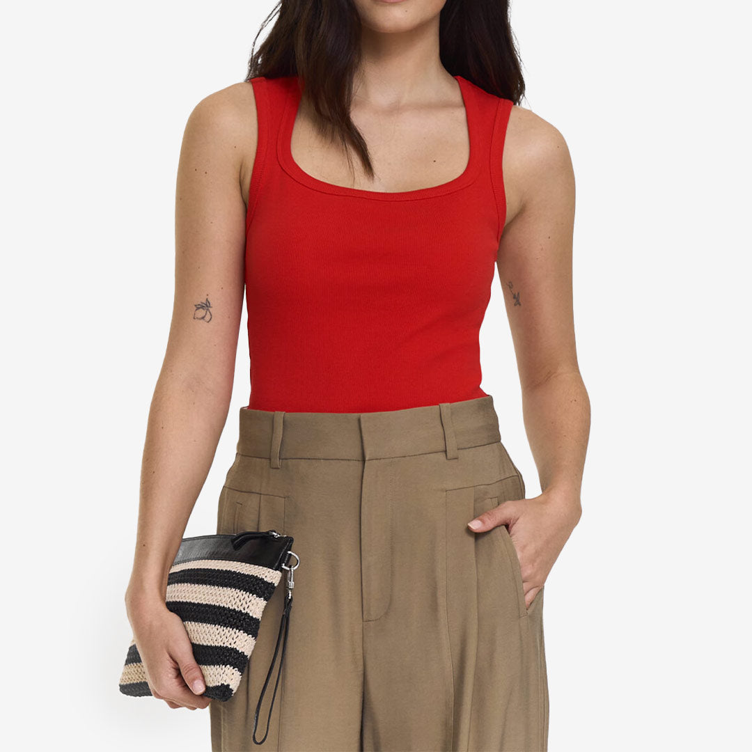 Twist & Tango Hera Singlet Poppy Red rött ribbat linne med fyrkantig halsringning dam