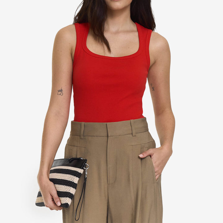 Twist & Tango Hera Singlet Poppy Red rött ribbat linne med fyrkantig halsringning dam