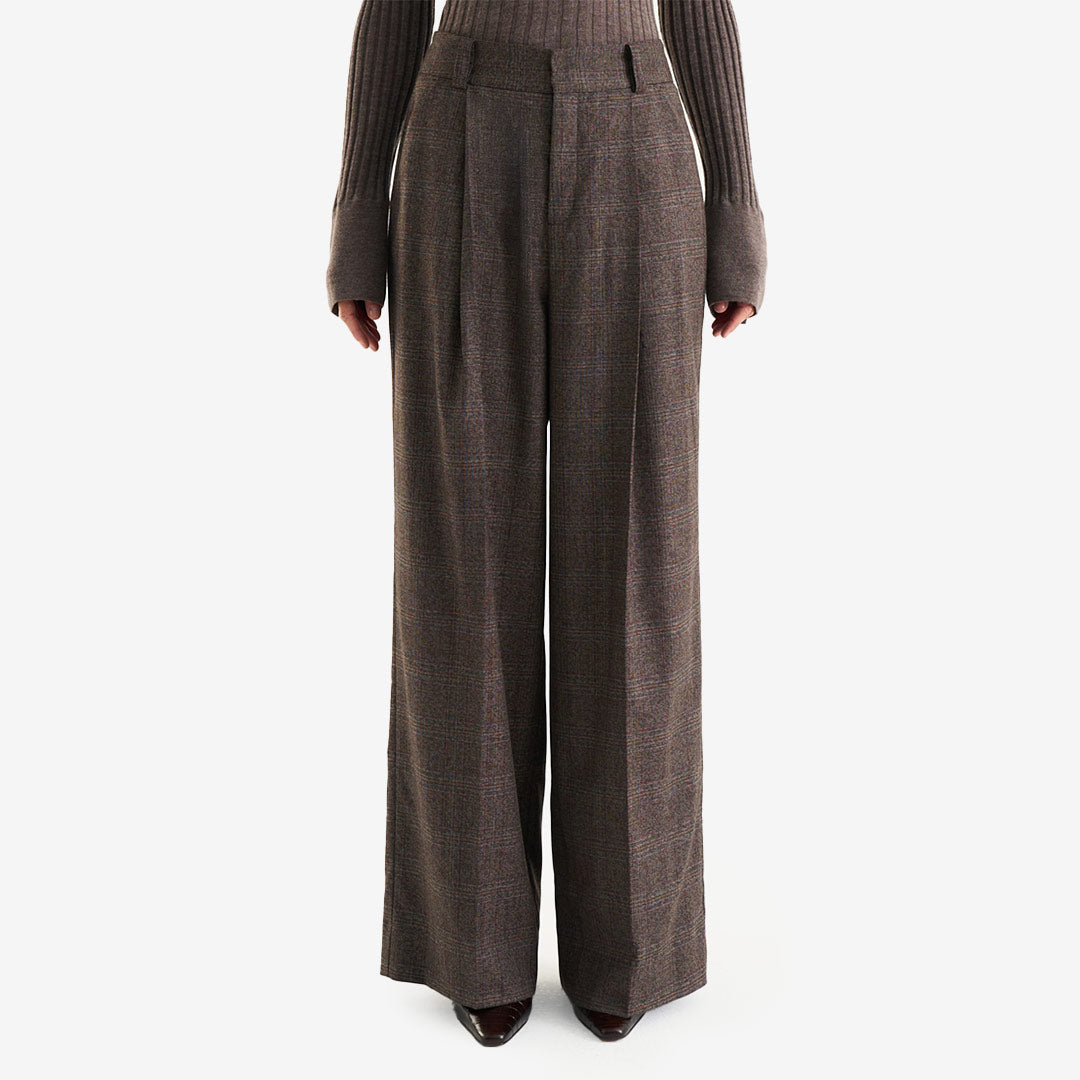 Twist & Tango Maelle Trousers dam Brown Check bruna rutiga byxor 9360