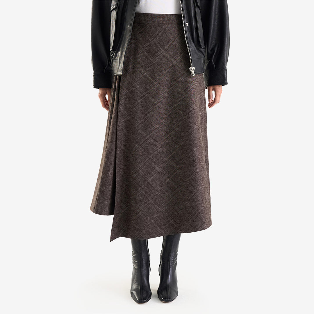 Twist & Tango Corey Skirt rutig midikjol dam Brown Check 9365