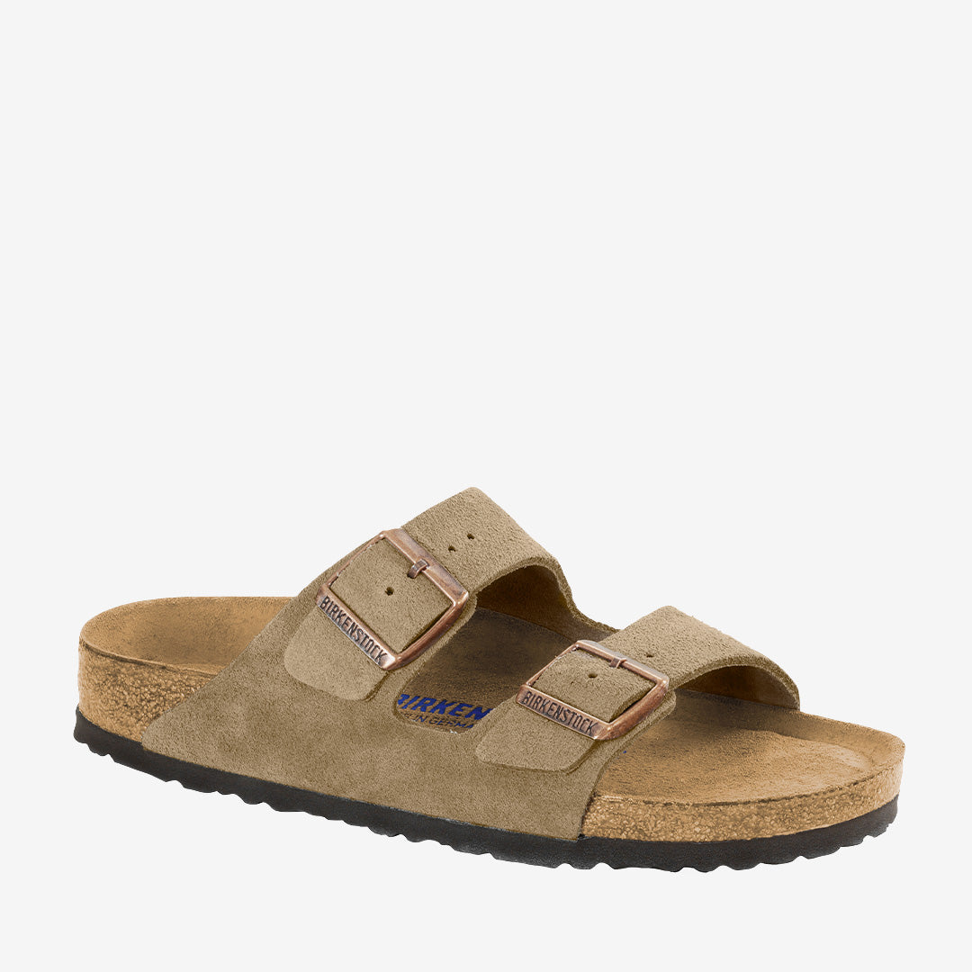 Arizona SFB LEVE sandaler i taupe mocka med Soft Footbed och korkfotbädd