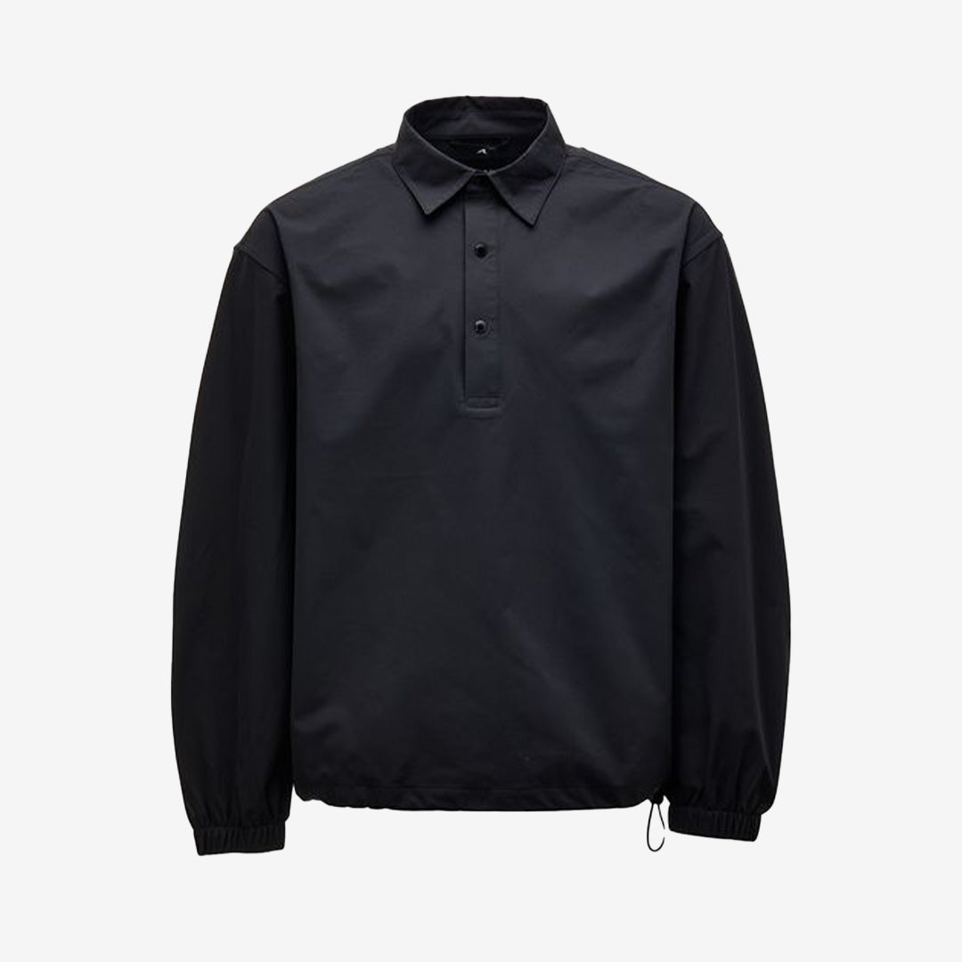 Oakdale Shirt A0060 i svart – teknisk hybridskjorta i flex-polyester med dragsko och metallknappar