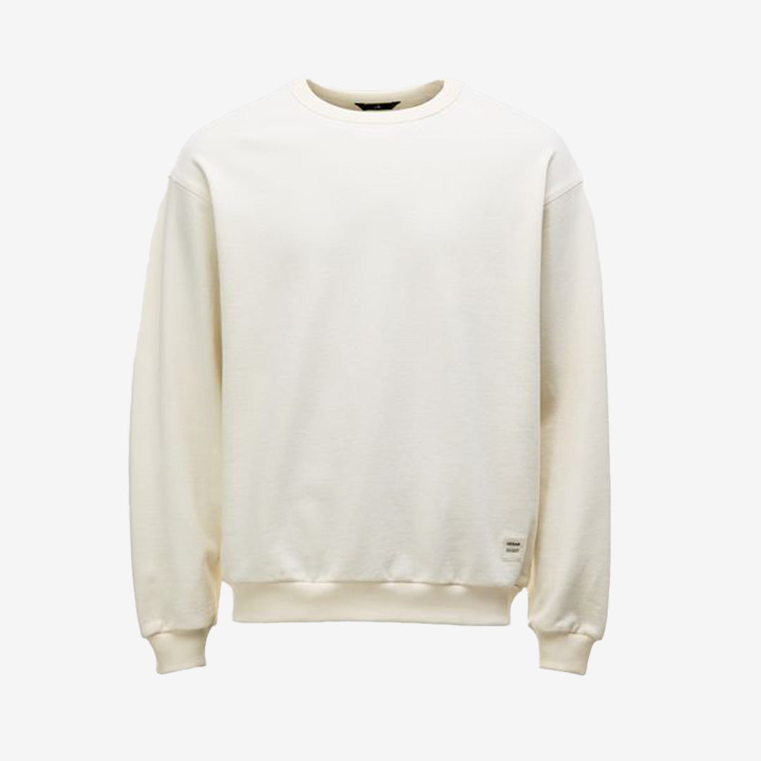Woodmont Crew A0071 i off white – sweatshirt i tung jersey med tryck och avslappnad passform