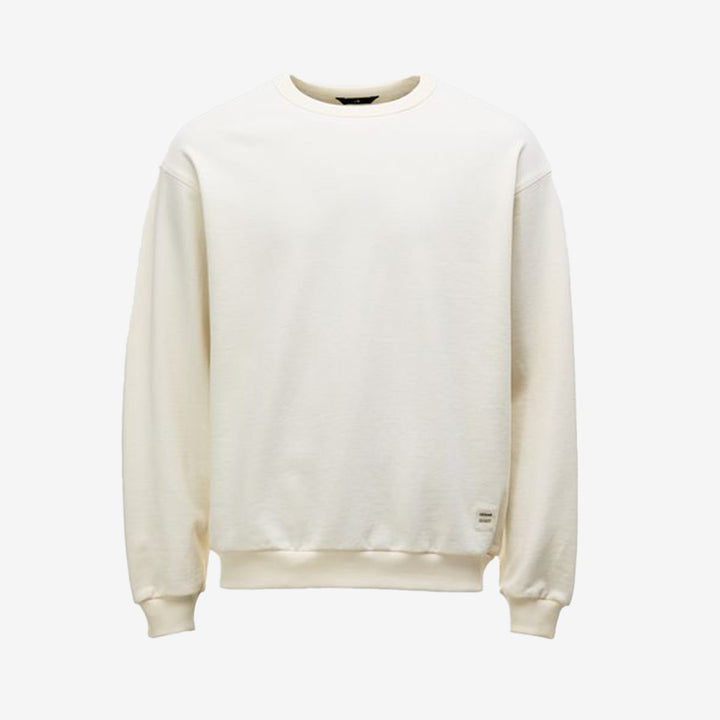 Woodmont Crew A0071 i off white – sweatshirt i tung jersey med tryck och avslappnad passform