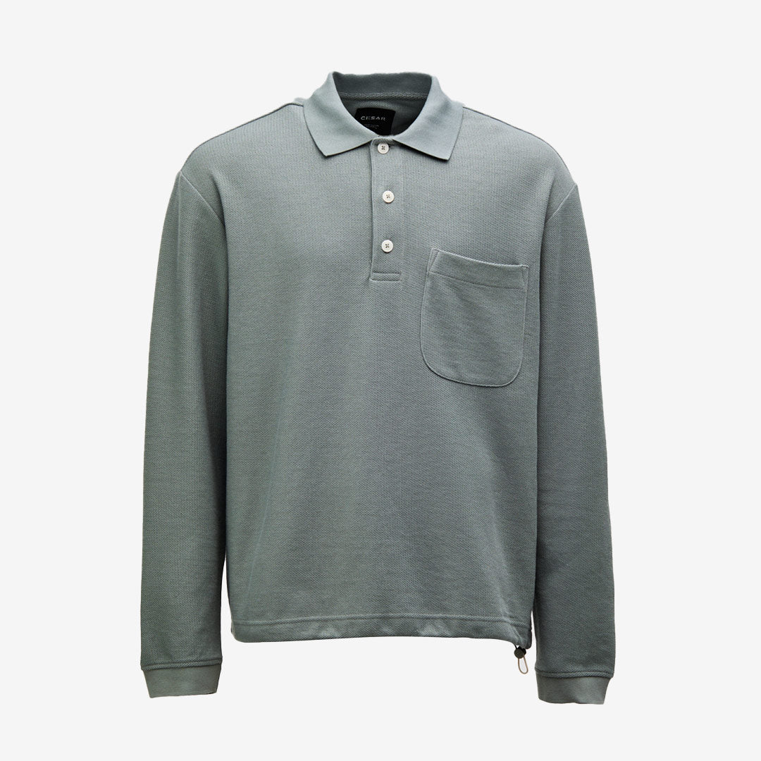 Cesar Equipment Sant Elm Shirt Light grey herr långärmad piké i bomull med krage