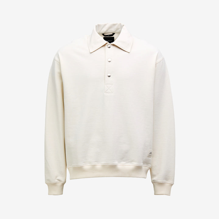 Cesar Equipment Cleggan Half Button Sweat Polo Off White sweat polo i bomullsblandning med halvknäppning och nylondetaljer