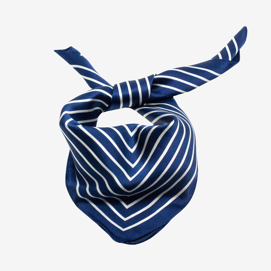 7East randig sidensjal 50x50 cm Blue A1660