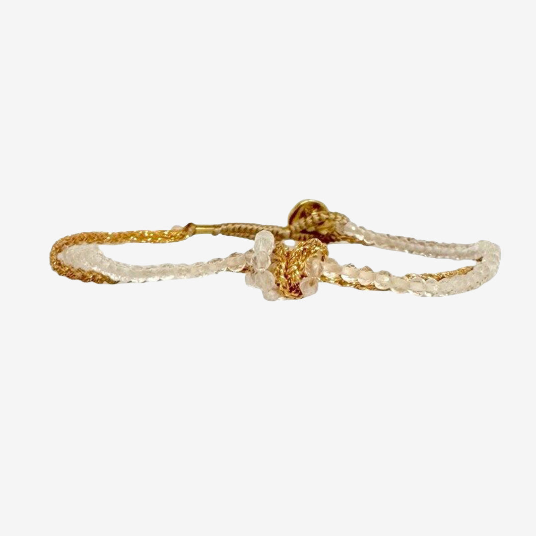 AF31 Bracelet Lulu Eddy Crystal Quartz armband med halvädelstenar, flätat band och 14K guldpläterad knapp