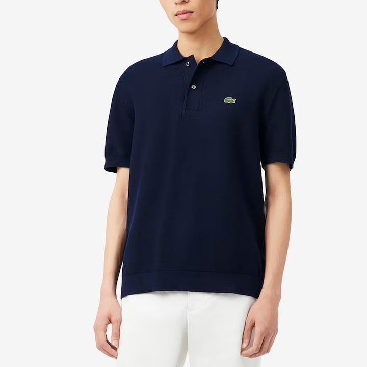 Lacoste ah1043-00 piké i navy blue i bomull med krokodillogga