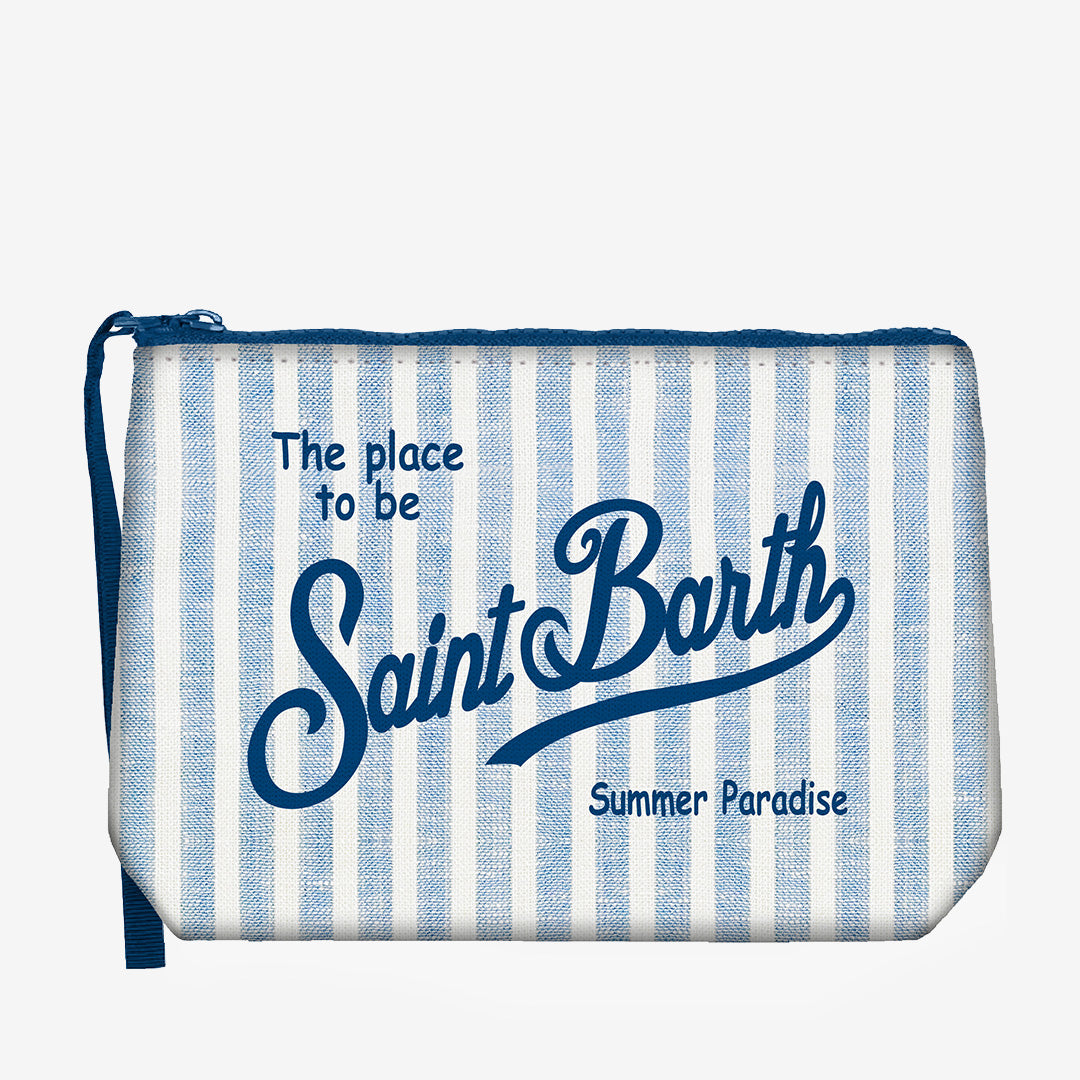 MC2 Saint Barth Aline randig necessär i 100% linne färg Linen Stripes V 31