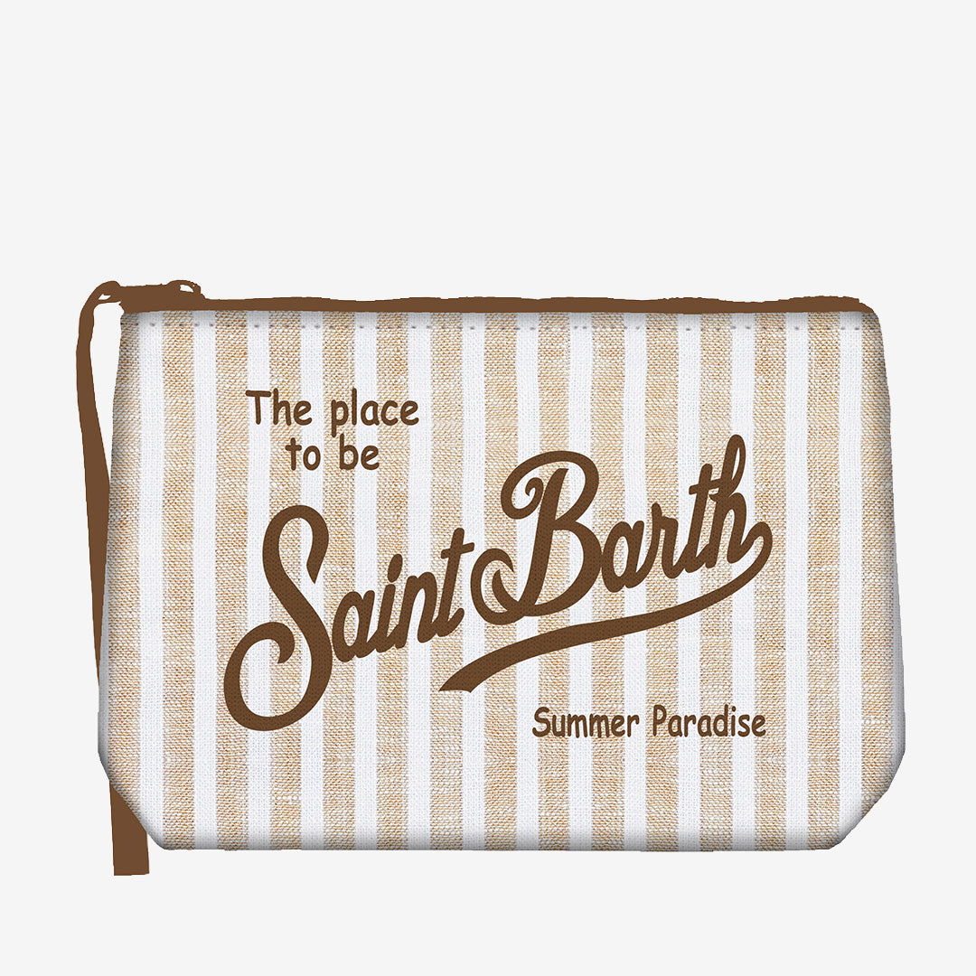 MC2 Saint Barth Aline necessär i linne med randigt mönster Linen Stripes V 11