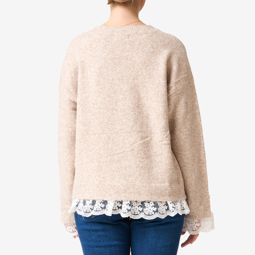 Stickad tröja m spets