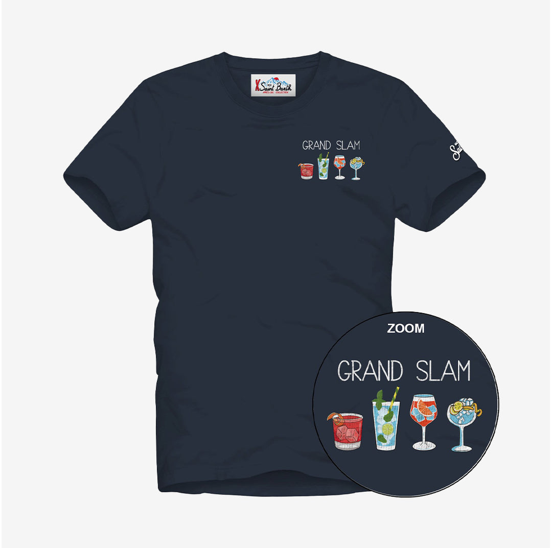 MC2 Saint Barth herr t-shirt i bomull med broderat Grand Slam 61-tryck, färg AEF1Q1