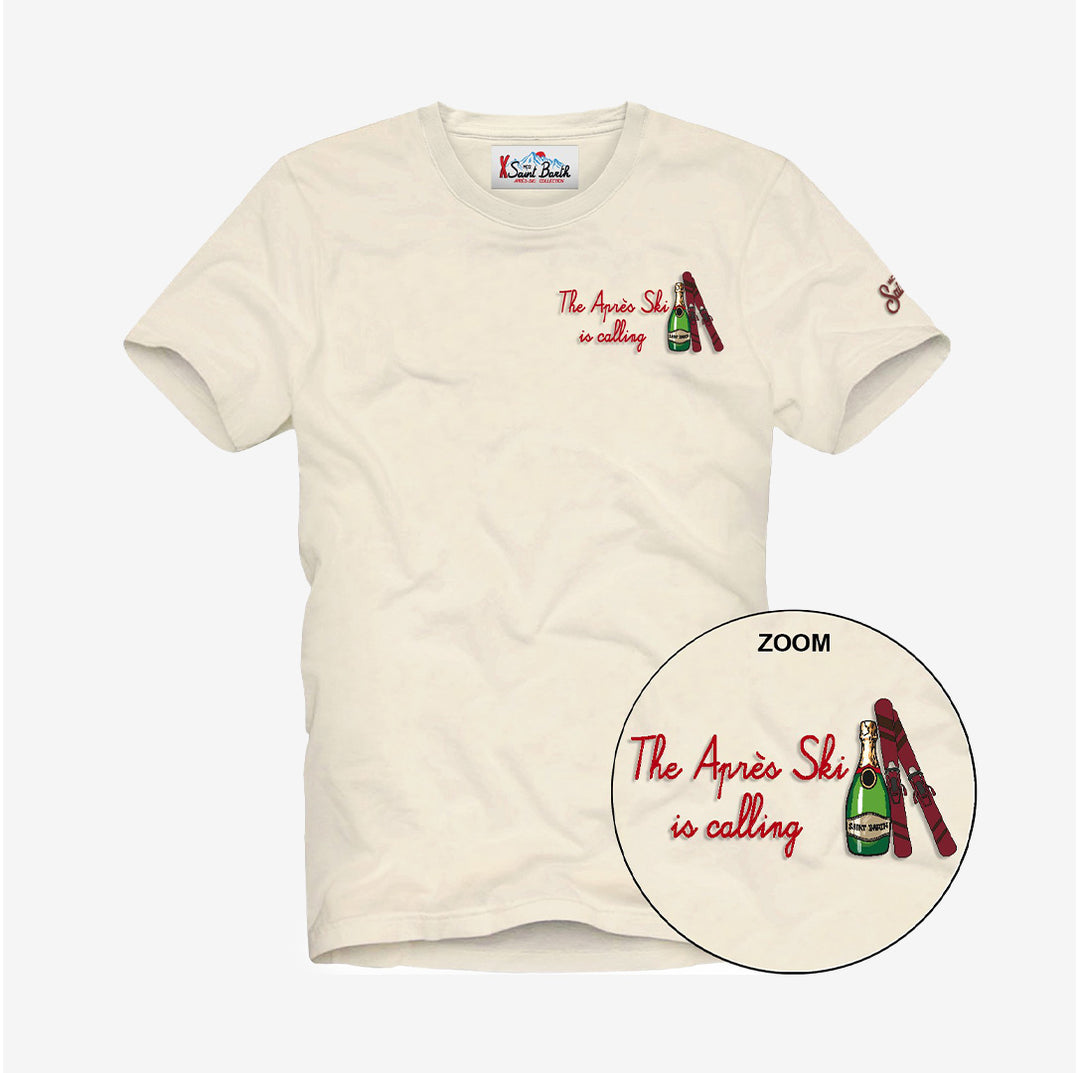 MC2 Saint Barth t-shirt i bomull med broderat Après Ski Calling-motiv