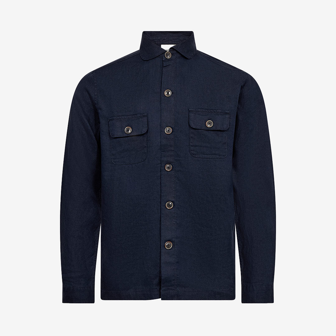 Bruun & Stengade BS Davide navy linen overshirt herr