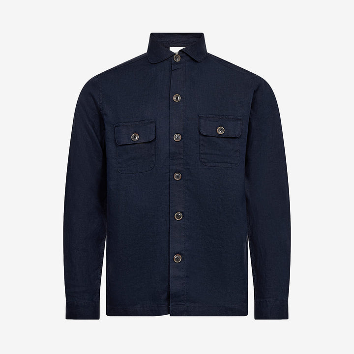 Bruun & Stengade BS Davide navy linen overshirt herr