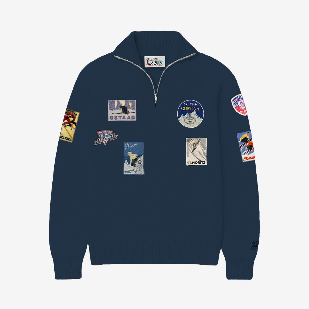 MC2 Saint Barth Buck-Ski 61 Patch half zip-tröja med Ski 61 Patch-motiv i M Ski 61 Patch.