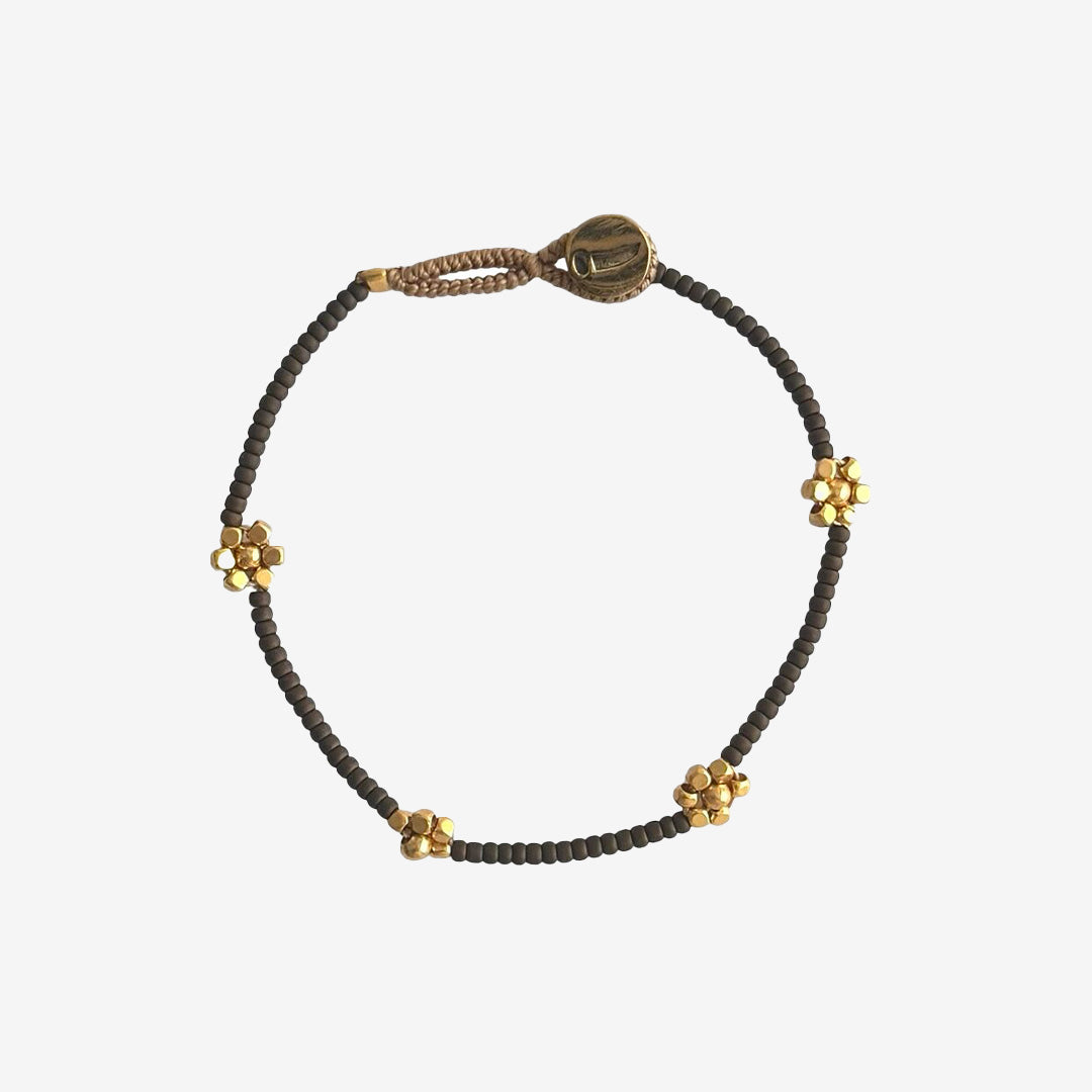 GP06 LULU QUEENIE armband i bronze med färgglada pärlor och gulddetaljer