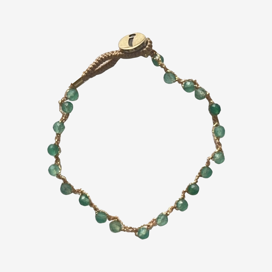 AU28 LULU FINE armband i green gold med Picasso-jaspis och gulddetaljer